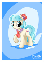 Size: 955x1351 | Tagged: safe, artist:mysticalpha, coco pommel, looking at you, raised hoof, solo