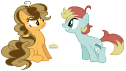 Size: 903x513 | Tagged: safe, artist:nerdponies, oc, oc only, crack shipping, cute, cutie mark, frown, grin, magical lesbian spawn, offspring, parent:applejack, parent:cheese sandwich, parent:fluttershy, parent:rarity, parents:cheesejack, parents:flarity, sitting, smiling