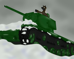 Size: 1510x1200 | Tagged: safe, artist:virenth, oc, oc only, snow, solo, tank (vehicle)