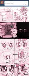 Size: 650x1700 | Tagged: safe, artist:lumineko, oc, oc only, oc:fluffle puff, oc:neko heart, ask, ask neko heart, clothes, comic, cookie, drool, hair bow, smiling, tongue out, tumblr