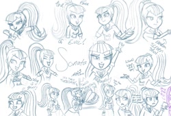 Size: 1015x685 | Tagged: safe, artist:disney--dreamer, aria blaze, sonata dusk, equestria girls, rainbow rocks, monochrome, sketch