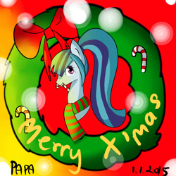 Size: 1000x1000 | Tagged: safe, artist:papaii123, sonata dusk, pony, equestria girls, rainbow rocks, candy cane, clothes, equestria girls ponified, mouth hold, ponified, scarf, solo