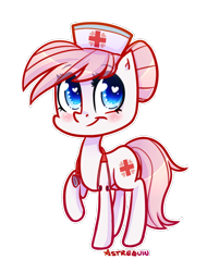 Size: 510x672 | Tagged: safe, artist:astrequin, nurse redheart, cute, heart eyes, raised hoof, solo, stethoscope, wingding eyes