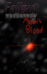 Size: 1280x2005 | Tagged: safe, artist:lightning5trike, artist:slouping, cyborg, fallout equestria, fallout equestria: moon's blood, cover art, fangs, glowing eyes, looking at you, snow, snowfall