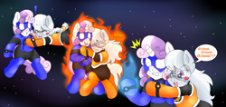 Size: 3150x1488 | Tagged: safe, artist:blackbewhite2k7, silver spoon, sweetie belle, blue lantern, commission, cross-popping veins, crossover, female, lesbian, orange lantern, sequence, shipping, silverbelle