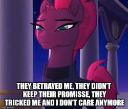 Size: 530x450 | Tagged: safe, edit, edited screencap, screencap, tempest shadow, pony, unicorn, my little pony: the movie, broken horn, cropped, engrish, eye scar, female, grammar error, mare, scar, solo, the room, tommy wiseau