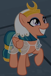 Size: 570x860 | Tagged: safe, screencap, somnambula, pegasus, pony, daring done?, cropped, cute, female, grin, looking up, mare, raised hoof, smiling, solo, somnambetes, squee