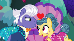 Size: 1280x718 | Tagged: safe, edit, edited screencap, screencap, gladmane, trapeze star, earth pony, pony, viva las pegasus, con artist, cute, female, male, manipulation, manipulator, mare, smiling, stallion, trapezeabetes