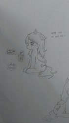 Size: 720x1280 | Tagged: safe, artist:sweetmare, oc, oc only, oc:paper heart, alicorn, alicorn oc, alternate universe, anime eyes, blushing, cake, cute, cutie mark, depressed, drawing, drink, food, long mane, magic, sad, simple background, solo, traditional art
