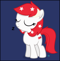 Size: 711x720 | Tagged: safe, artist:arifproject, oc, oc only, oc:temmy, earth pony, pony, animated, female, filly, gif, nation ponies, ponified, singapore, sleeping, solo, vector, z, zzz