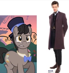 Size: 579x607 | Tagged: safe, doctor whooves, pony, comparison, doctor who, irl, matt smith, photo, raggedy doctor, screenshots