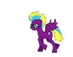 Size: 830x650 | Tagged: safe, oc, oc only, oc:purple trash, pegasus, pony, female, glasses, mare, purple, recycle bin