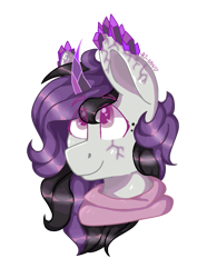 Size: 891x1200 | Tagged: safe, artist:person8149, oc, oc only, oc:alex, pony, bust, clothes, crystal horn, geode pony, portrait, scarf, simple background, solo, transparent background