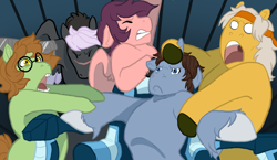 Size: 840x486 | Tagged: safe, artist:invader-sah, pony, blue lion, cockpit, deadpan, hunk, katie holt, keith, keith kogane, lance (voltron), pidge, ponified, scene interpretation, screaming, takashi shirogane, voltron legendary defender