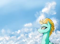 Size: 2605x1905 | Tagged: safe, artist:tincantim, lightning dust, pegasus, pony, cloud, female, mare, sky, solo