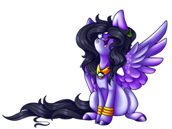 Size: 1600x1200 | Tagged: safe, artist:immagoddampony, oc, oc only, oc:eigii, pegasus, pony, female, mare, one eye closed, simple background, sitting, solo, third eye, transparent background, wink