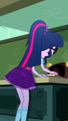 Size: 406x720 | Tagged: safe, screencap, sci-twi, twilight sparkle, eqg summertime shorts, equestria girls, subs rock, clothes, female, glasses, ponytail, rear view, skirt, socks