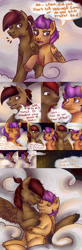 Size: 2250x6875 | Tagged: safe, artist:conmanwolf, scootaloo, oc, oc:orion comet, pony, ask factory scootaloo, cloud, comic, factory scootaloo, stars