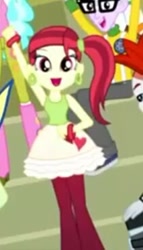 Size: 211x370 | Tagged: safe, screencap, microchips, rose heart, eqg summertime shorts, equestria girls, steps of pep, background human, cheering, cropped, pantshoes