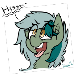 Size: 3060x3060 | Tagged: safe, artist:fakskis, oc, oc only, oc:nisha, bat pony, pony, fangs, hissing, solo