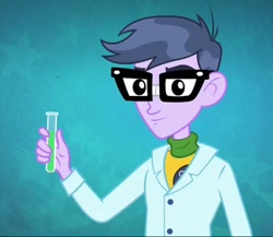 Size: 412x358 | Tagged: safe, screencap, microchips, equestria girls, friendship games, clothes, cropped, glasses, lab coat, male