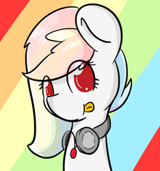 Size: 2167x2319 | Tagged: safe, artist:mintysketch, oc, oc only, pony, abstract background, bust, headphones, tongue out