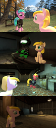 Size: 1920x4320 | Tagged: safe, artist:soad24k, oc, oc only, oc:chipper leaf, oc:flash bang, oc:green, oc:macalin, earth pony, pony, 3d, cyoa, cyoa:filly adventure, female, filly, gmod