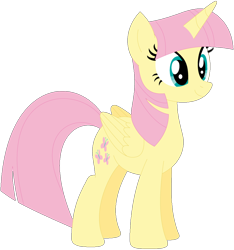 Size: 1024x1094 | Tagged: safe, artist:ra1nb0wk1tty, fluttershy, twilight sparkle, twilight sparkle (alicorn), alicorn, pony, female, mare, palette swap, recolor, simple background, solo, transparent background