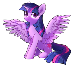 Size: 1154x1030 | Tagged: safe, artist:sevedie, twilight sparkle, twilight sparkle (alicorn), alicorn, pony, cute, female, looking at you, mare, simple background, sitting, solo, spread wings, transparent background, twiabetes, wings