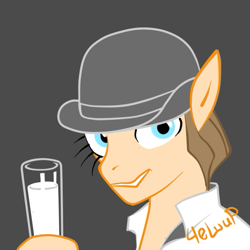 Size: 555x555 | Tagged: safe, artist:stuka1991, pony, a clockwork orange, alex delarge, milk, stanley kubrick