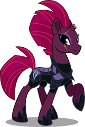 Size: 1212x1800 | Tagged: safe, artist:seahawk270, tempest shadow, pony, my little pony: the movie, armor, broken horn, female, happy, mare, pretty pretty tempest, raised hoof, simple background, smiling, solo, transparent background, vector