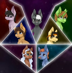 Size: 1206x1210 | Tagged: safe, artist:sunshinerainart, pony, coran, hunk, katie holt, keith kogane, lance (voltron), lance mcclain, pidge, ponified, princess allura, scar, shiro, takashi shirogane, voltron, voltron legendary defender