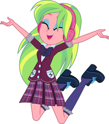 Size: 5500x6290 | Tagged: safe, artist:crimsumic, lemon zest, dance magic, equestria girls, spoiler:eqg specials, .svg available, absurd resolution, clothes, crystal prep academy uniform, excited, eyes closed, eyeshadow, female, headphones, makeup, open mouth, school uniform, simple background, solo, transparent background, vector