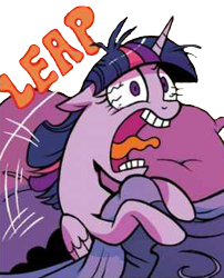 Size: 279x346 | Tagged: safe, artist:brendahickey, edit, idw, twilight sparkle, twilight sparkle (alicorn), alicorn, spoiler:comic, spoiler:comicholiday2017, background removed, bed, bloodshot eyes, cropped, faic, majestic as fuck, simple background, solo, transparent background