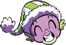 Size: 227x155 | Tagged: safe, artist:brendahickey, edit, idw, spike, dragon, spoiler:comic, spoiler:comicholiday2017, background removed, bust, christmas, clothes, disembodied head, hat, head, holiday, santa hat, scarf, simple background, solo, transparent background