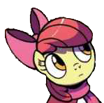 Size: 149x148 | Tagged: safe, artist:brendahickey, edit, idw, apple bloom, spoiler:comic, spoiler:comicholiday2017, background removed, clothes, hat, scarf, simple background, solo, transparent background