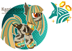 Size: 1024x735 | Tagged: safe, artist:kazziepones, oc, oc only, bat pony, pony, female, jewelry, mare, mummy, reference sheet, simple background, solo, transparent background