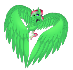 Size: 3897x3745 | Tagged: safe, artist:crazllana, oc, oc only, oc:fire sugar, pegasus, pony, female, high res, impossibly large wings, mare, one eye closed, solo, wink