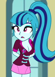 Size: 470x660 | Tagged: safe, edit, edited screencap, editor:ah96, screencap, sonata dusk, equestria girls, rainbow rocks, breast edit, breasts, cleavage, clothes, cropped, cute, female, ponytail, skirt, solo