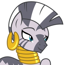 Size: 2781x2769 | Tagged: safe, artist:sketchmcreations, zecora, zebra, it isn't the mane thing about you, amused, dreamworks face, ear piercing, earring, female, jewelry, neck rings, piercing, quadrupedal, raised eyebrow, raised hoof, simple background, smiling, transparent background, vector, zecora is amused