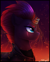 Size: 1442x1800 | Tagged: safe, artist:cloud-drawings, tempest shadow, pony, unicorn, my little pony: the movie, broken horn, eye scar, female, horn, mare, scar, solo, sparking horn