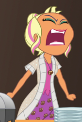 Size: 374x553 | Tagged: safe, screencap, chestnut magnifico, equestria girls, movie magic, spoiler:eqg specials, cropped, solo, yelling