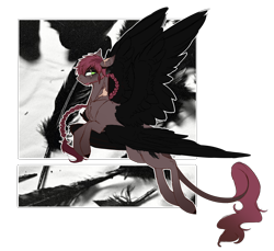 Size: 2424x2216 | Tagged: safe, artist:holoriot, oc, oc only, oc:crow, pegasus, pony, seraph, colored wings, high res, male, multiple wings, scar, solo, stallion