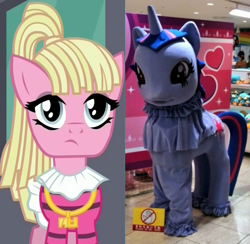 Size: 591x576 | Tagged: safe, screencap, bleeding heart, pony, the saddle row review, comparison, female, irl, mare, photo, twidayo