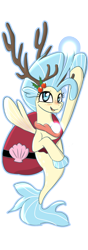 Size: 1228x3496 | Tagged: safe, artist:yinglongfujun, princess skystar, seapony (g4), my little pony: the movie, antlers, blushing, christmas, holiday, holly, simple background, smiling, solo, transparent background