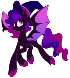 Size: 1647x1828 | Tagged: safe, artist:aegann, oc, oc only, bat pony, pony, hat, simple background, solo, transparent background, unshorn fetlocks, witch hat