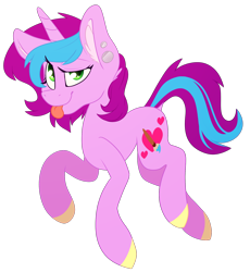 Size: 1666x1810 | Tagged: safe, artist:aegann, oc, oc only, oc:artsy fantasy, pony, unicorn, female, mare, simple background, solo, tongue out, transparent background