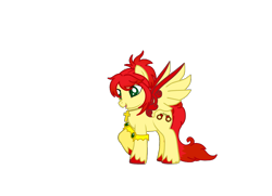 Size: 900x650 | Tagged: safe, derpibooru exclusive, oc, oc only, oc:stormy embers, pegasus, pony, pony creator, cross, cuffs, female, mare, red mane, simple background, solo, transparent background, unshorn fetlocks, wristband