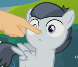 Size: 500x434 | Tagged: safe, edit, screencap, rumble, pegasus, pony, marks and recreation, boop, boop edit, colt, discovery family logo, male