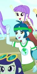 Size: 296x590 | Tagged: safe, screencap, blueberry cake, captain planet, starlight, eqg summertime shorts, equestria girls, steps of pep, background human, cheering